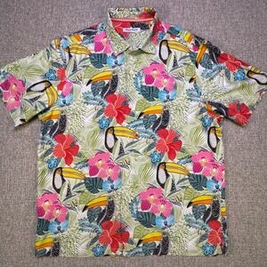 Tommy Bahama Mens XL Toucan Hawaiian 100% Silk Short Sleeve Button Up NWOT